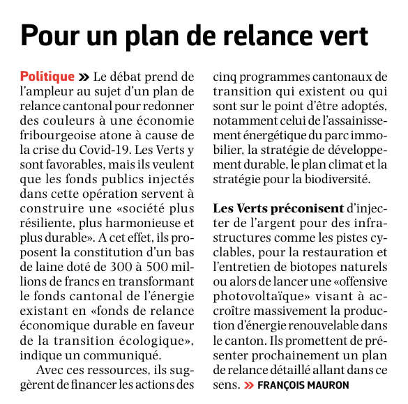 Article Plan de relance verte